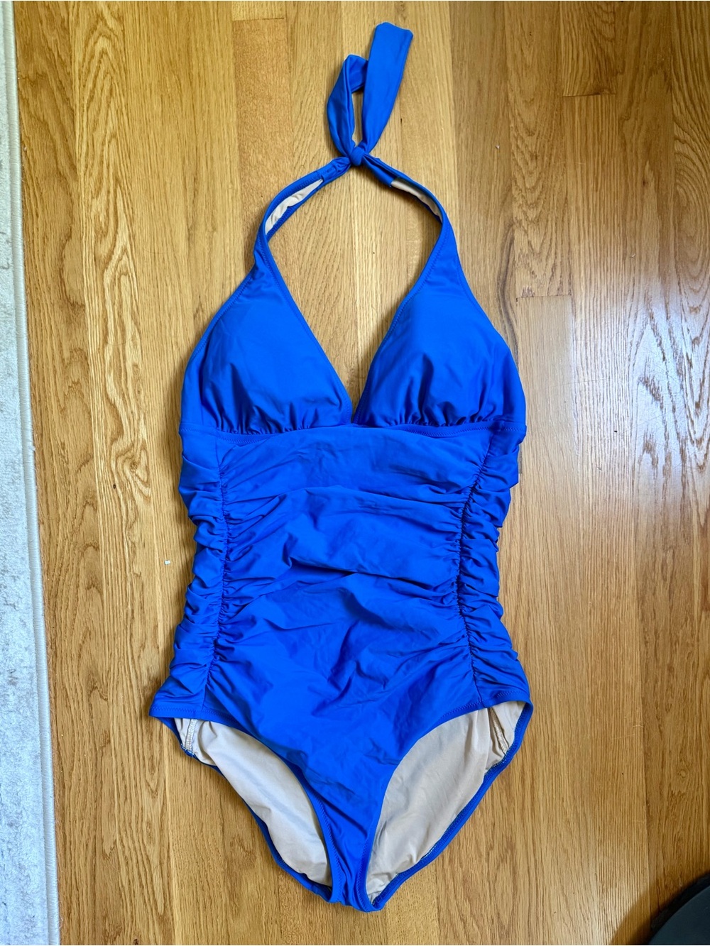 J.Crew D-Cup rouched halter one-piece swimsuit size 14